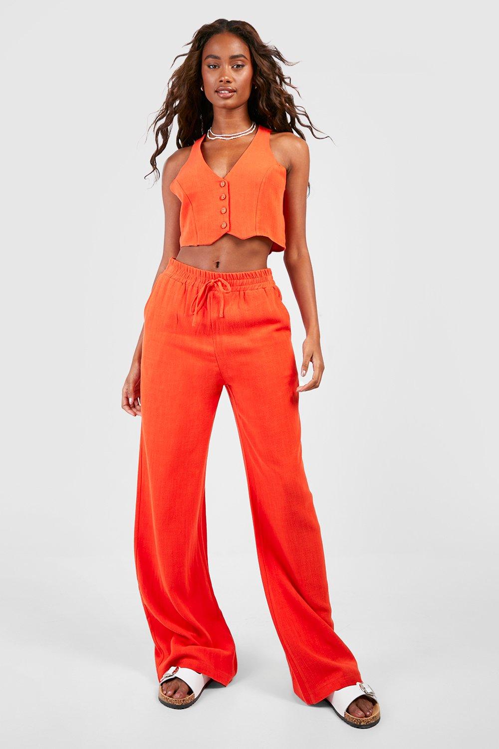 Orange on sale linen pants